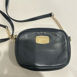 MICHAEL KORS small black crossbody bag with black & gold chain